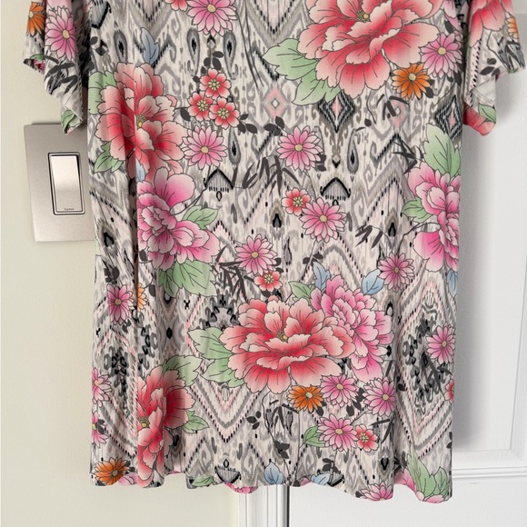 Johnny Was Janie Favorite Short Sleeve Crew Neck Swing Tee Azzie Flower Large - Picture 5 of 10